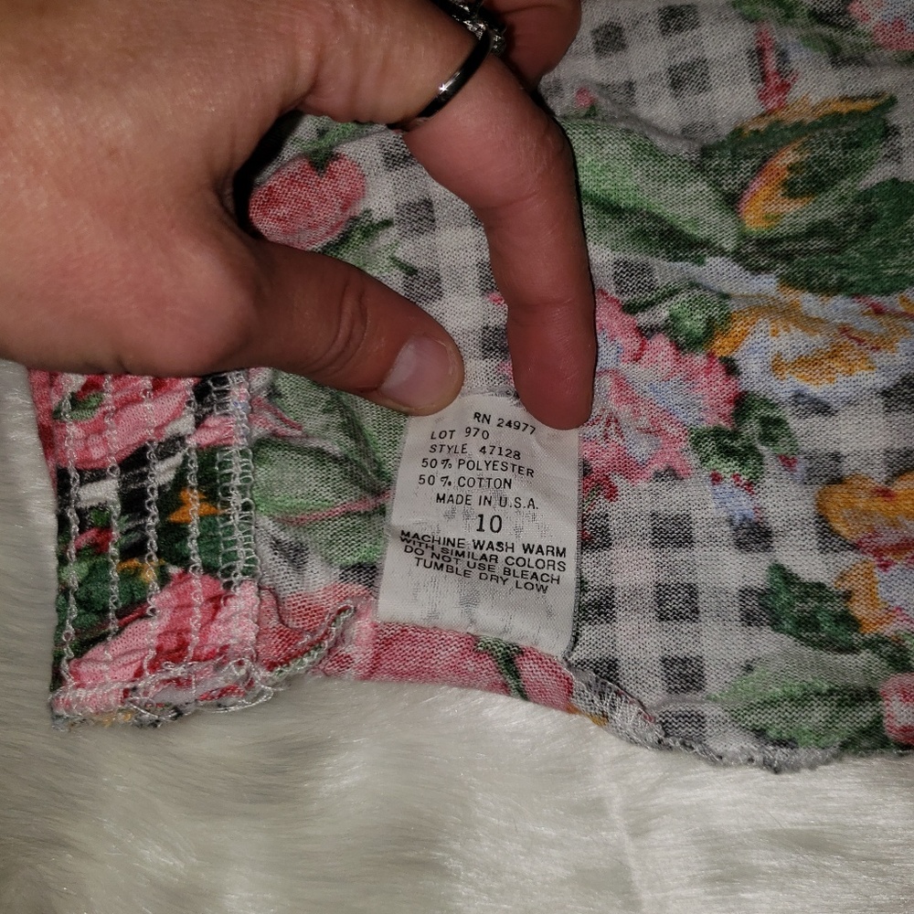 VINTAGE CHECKERED RUFFLED ROSE SKIRT - Picture 3 of 3